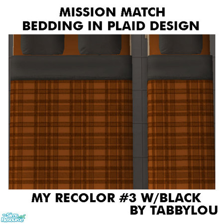 Sims 2 — TL - MM MatchingBeddingPlaidDesign Recolor03Blk by TabbyLou — My Recolor #3 w/Black - Recolors of Maxis Beddings