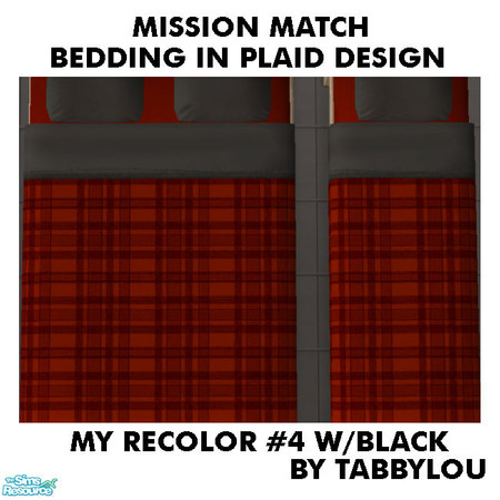 Sims 2 — TL - MM MatchingBeddingPlaidDesign Recolor04Blk by TabbyLou — My Recolor #4 w/Black - Recolors of Maxis Beddings