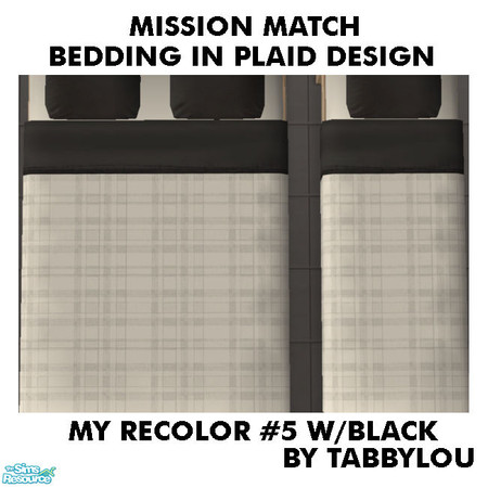 Sims 2 — TL - MM MatchingBeddingPlaidDesign Recolor05Blk by TabbyLou — My Recolor #5 w/Black - Recolors of Maxis Beddings