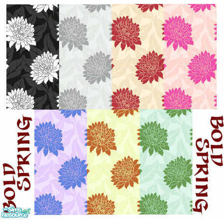 Sims 2 — Bold Spring Flowers Set by Ses — A vibrant set of big flowered wallpaper