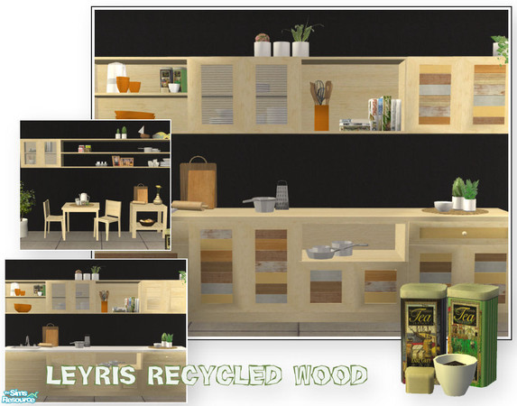Sims 2 — Leyris kitchen - light wood by mirake — This set contains only recolors of the wooden furniture. Counters,