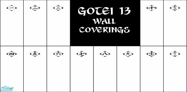 Sims 2 — Gotei 13 Wall Coverings Set by Ses — Complete set of Gotei 13 themed wall coverings