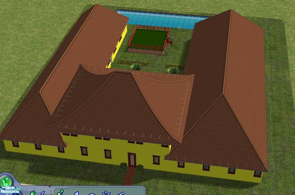 Sims 2 — Monday :) by xenia2311 — Nice house, interesting form...with solid yard and a poll 