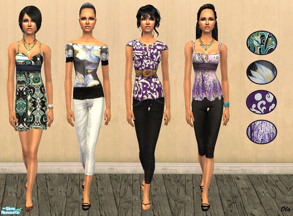 Sims 2 — Fashion Collection #12 by olcia_olivinea — Set of four everyday outfits, maternity friendly (one can be wear