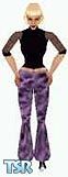 Sims 1 — Mindy by Shandra — She's wearing tye-dye purple jeans made by herself and black top.(Only light skin)