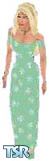 Sims 1 — Camomiles by Ms_Flaffy — A long light green dress with camomiles. Very small sleeves, opened back. Light skin