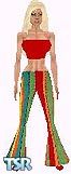 Sims 1 — Rayne by Kerryann — Rayne is wearing a bright summer outfit that has a multi colored stripe flare pants, with