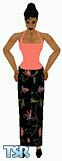 Sims 1 — Monay by Kerryann — Monay is wearing a cool summer outfit that has a black, peach, blue and green floral skirt,
