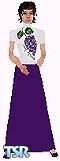 Sims 1 — Daisha by Kerryann — Daisha is wearing a white and purple long dress, with grape design on the front of top and