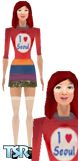 Sims 1 — Yashi by Helen Park — Yashi wears t-shirts printing "I love Seoul" and skirt. There are many skins on