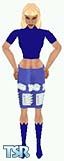 Sims 1 — Jada by Kerryann — Jada is wearing a blue and white fish pattern skirt, with blue top and boots. Available in