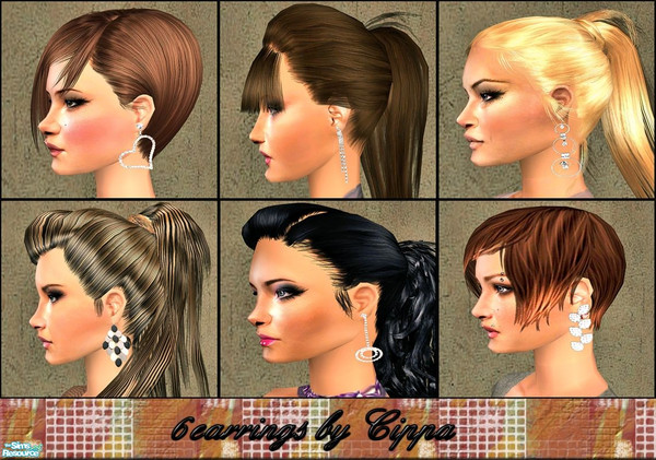 Sims 2 — Earrings by cippa1982 — 6 earrings for your simladies.