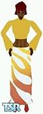 Sims 1 — Seeson by Kerryann — Seeson is wearing a trendy outfit that has a orange, yellow and white flame pattern skirt,