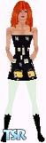 Sims 1 — Alanis by Kerryann — Alanis is wearing a party outfit that has a black, yellow and white pattern mini dress,