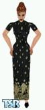 Sims 1 — Stefani by Kerryann — Stefani is wearing a black and beige pattern dress, with black shoes. Available in all 3