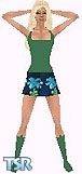 Sims 1 — Tiyana by Kerryann — Tiyana is wearing a nice summer outfit that has a green, navy blue and aqua floral mini