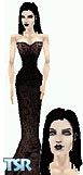 Sims 1 — Myra by J. Haze — Ghastly pale goth beauty with golden eyes, wearing a lovely strapless dress.