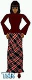 Sims 1 — Alandra by Kerryann — Alandra is wearing a black, maroon and yellow checked skirt, with maroon long sleeve top