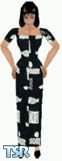 Sims 1 — Kris by Kerryann — Kris is wearing a black and white fish pattern dress, with matching black shoes. Light skin