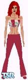 Sims 1 — Aravis by Kerryann — Aravis is wearing a pink, green and white pattern halter top, with matching pink pants and
