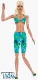 Sims 1 — Edin by Kerryann — Edin is wearing a summer beach outfit that has a blue, aqua and green pattern shorts, with
