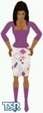 Sims 1 — Mechie by Kerryann — Mechie is wearing a nice purple, white and orange pattern skirt, with matching purple top