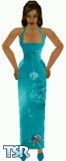 Sims 1 — Kimalah by Kerryann — Kimalah is wearing a nice evening outfit that has a green and aqua pattern dress, with