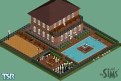 Sims 1 — The Mann Villa by Adesh Mann — The first floor outside has a basketball court, swimming pool, barbaque area,