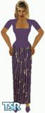 Sims 1 — Nakee by Kerryann — Nakee is wearing a purple and beige gathered skirt, with matching purple top and shoes.