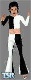 Sims 1 — BZ Beth by BZsim — Beth looks groovy in this black and white shirt with matching flare pants. Comes in all three