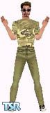 Sims 1 — Jasen by Kerryann — Jasen is wearing a three tone green army t-shirt and green jeans, with black shoes. Light
