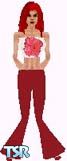 Sims 1 — Teedra by Kerryann — Teedra is wearing a white halter top, with red flower on the front, with matching red bell