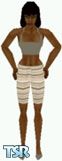 Sims 1 — Simi by Kerryann — Simi is wearing a gray, white and pink striped shorts, with gray top and shoes. Dark skin
