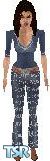 Sims 1 — Dorrianne by Elizabeth Ashley — Dorrianne wears a blue v-neck shirt with her favorite pair of jeans that say
