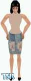 Sims 1 — Angee by Kerryann — Angee is wearing a green, blue and beige patch pattern skirt, with beige top and black