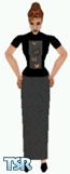 Sims 1 — Kerrin by Kerryann — Kerrin is wearing a black top with butterflies on the front, with gray long skirt and black