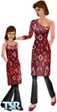 Sims 1 — Ann & Sofie by Toyka — Mother and daughter are wearing a funky burgandy dress and black flares with matching