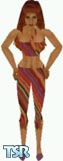 Sims 1 — Stella by Kerryann — Stella is wearing a multi colored striped capri pants and top, with purple shoes. Medium