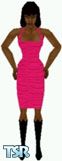 Sims 1 — Olanda by Kerryann — Olanda is wearing a dark pink gathered knee length dress, with black boots. Dark skin only