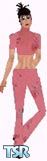 Sims 1 — Candis by Kerryann — Candis is wearing a pink pants and top with pink and purple flowers and matching shoes.