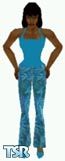 Sims 1 — Aaleighya by Kerryann — Aaleighya is wearing a blue and green floral pants with blue/green top and shoes. Dark