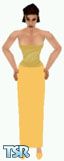 Sims 1 — Penny by Kerryann — Penny is wearing a long yellow dress, with darker yellow pattern at the top of dress, with