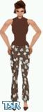 Sims 1 — Taylor by Kerryann — Taylor is wearing a brown and white floral pants, with matching brown top and shoes. Light