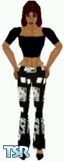 Sims 1 — Bernetha by Kerryann — Bernetha is wearing a black and white pattern pants, with black top and shoes. Medium
