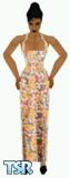 Sims 1 — Ebony by Kerryann — Ebony is wearing a nice summer outfit that has a beige long dress, with yellow and pink