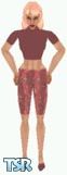 Sims 1 — Britnee by Kerryann — Britnee is wearing a dark pink and beige pattern knee length shorts, with dark pink top