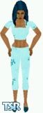 Sims 1 — Sablee by Kerryann — Sablee is wearing a light and dark green small floral capri pants and matching top, with