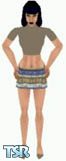 Sims 1 — Abbee by Kerryann — Abbee is wearing a green, blue and white pattern mini skirt and matching green top and
