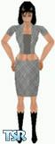 Sims 1 — Satin by Kerryann — Satin is wearing a casual gray, black and white checked skirt and jacket, with gray top and