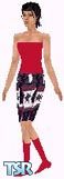 Sims 1 — Eloise by Kerryann — Eloise is wearing a nice white, black, red and navy blue, pattern skirt, with red top and
